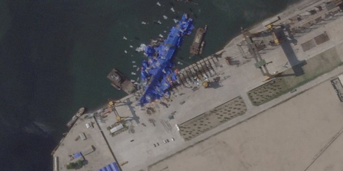 Coreea de Nord Activitate pe santierul navei esuate