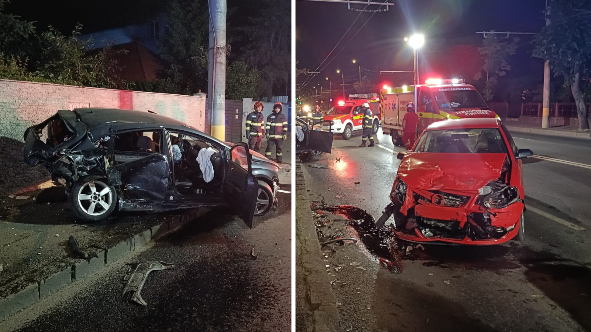 Accident de noapte in Cluj doua masini avariate