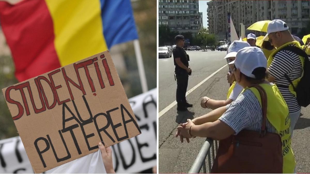 Studenii sprijina protestul profesorilor in Piata Victoriei