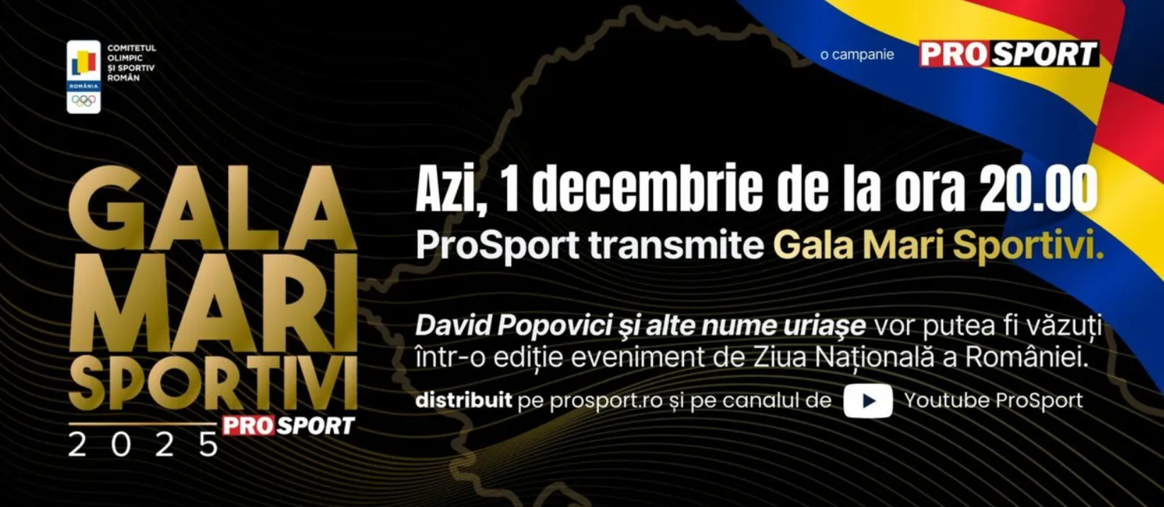 Gala Mari Sportivi transmisa de Prosport pe 1 Decembrie