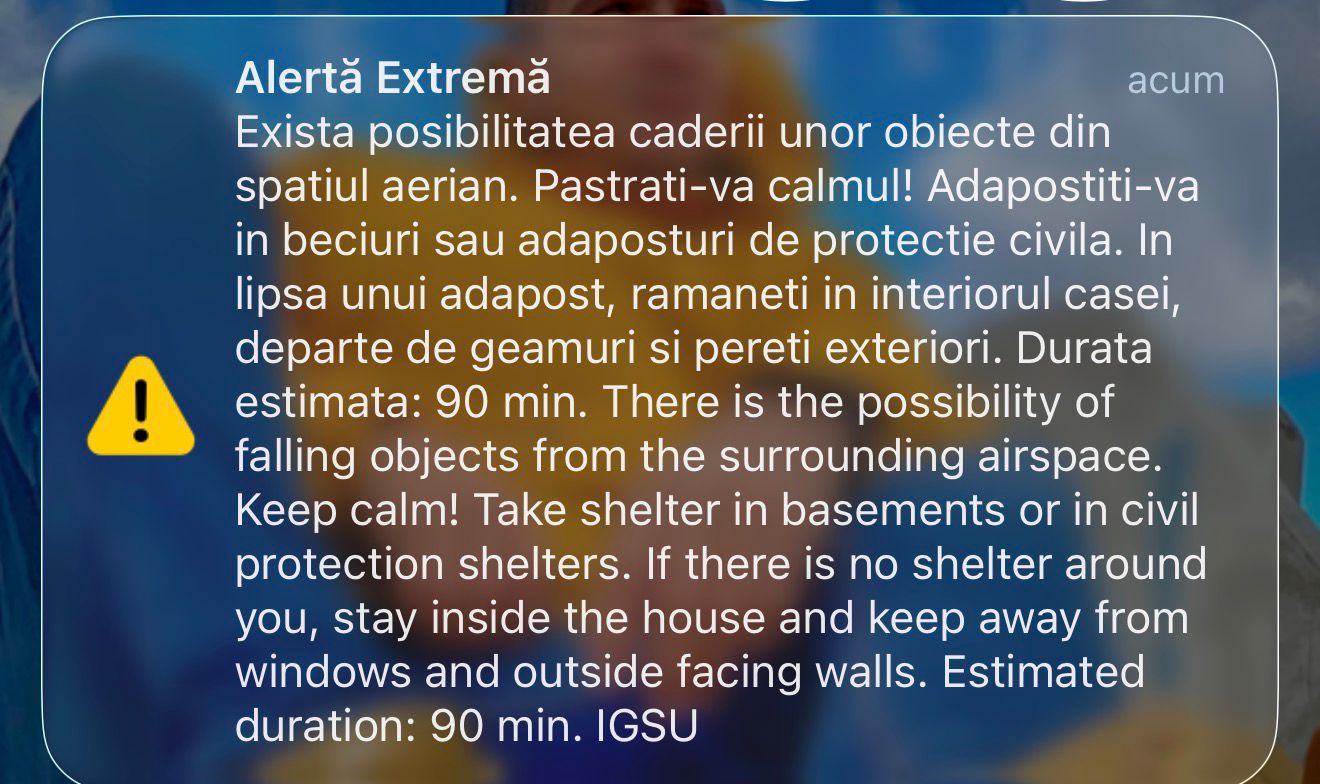 Alerta in judetul Tulcea Mesaj RO Alert dupa identificarea unor tinte langa granita cu Ucraina