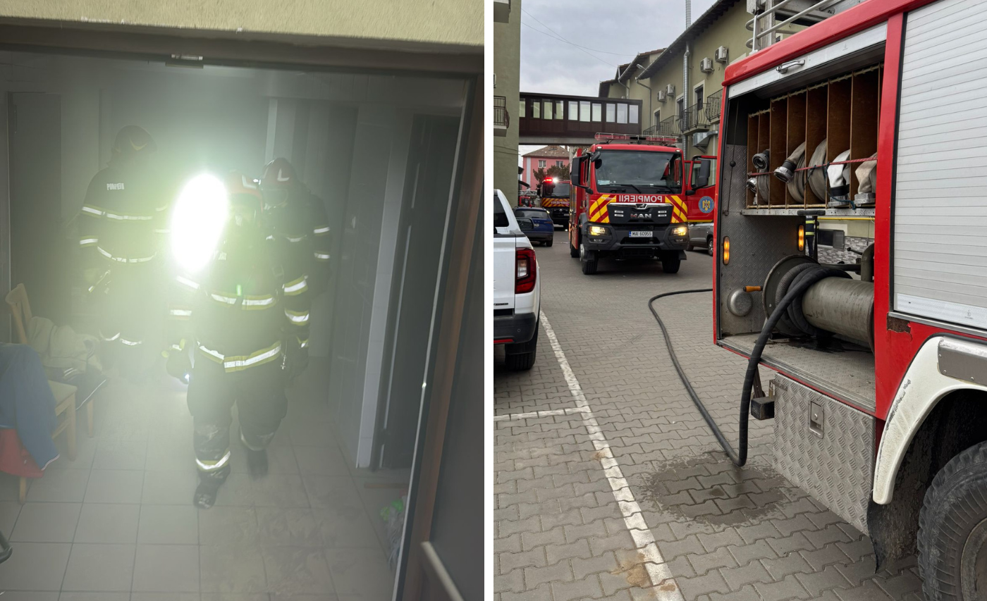 incendiu la un hotel din campia turzii flacarile au izbucnit de la un aparat din bucatarie interventie de urgenta a echipelor smurd in curs