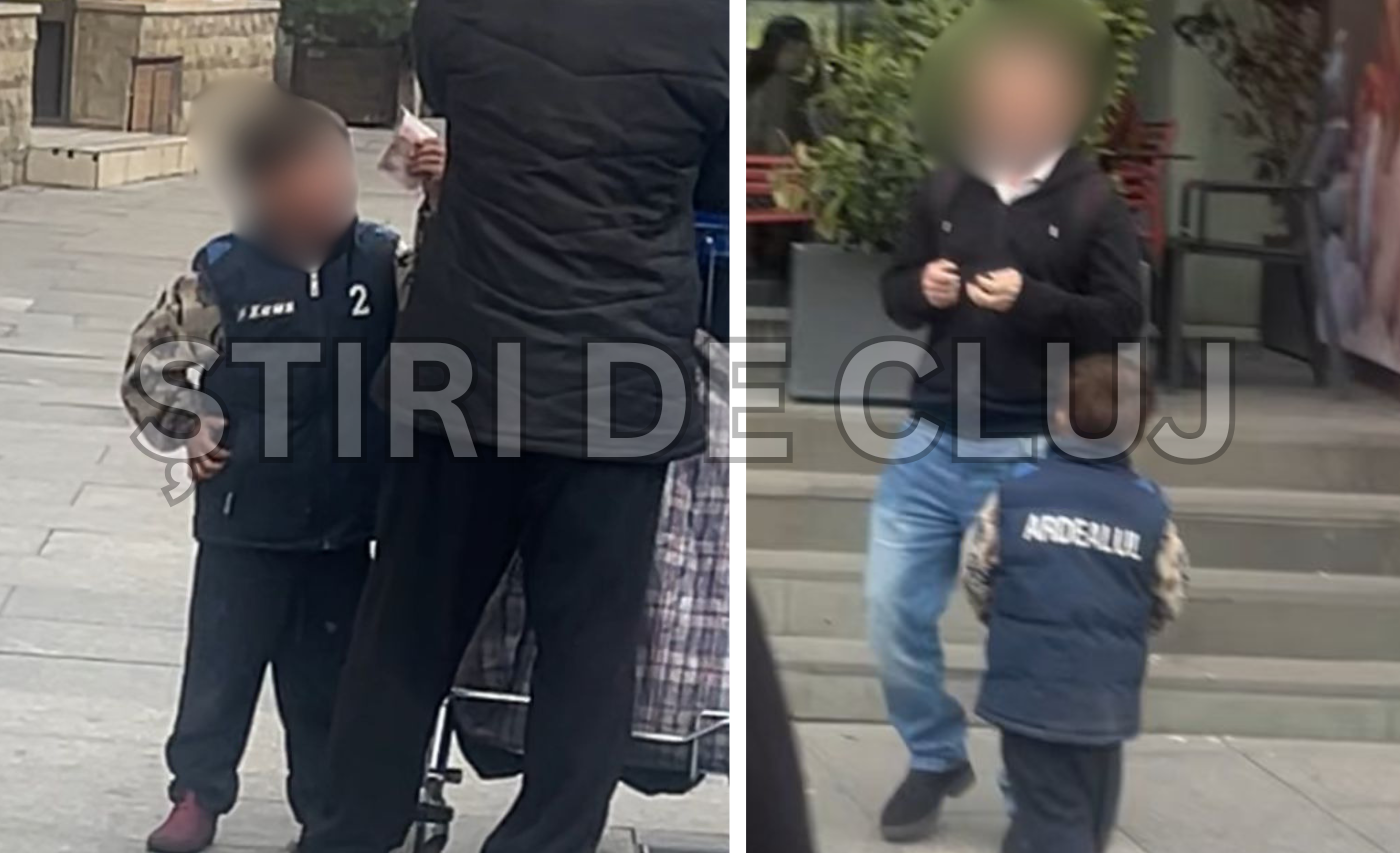 video imagini socante in centrul clujului un copil fortat sa cersesca asteptand un adult sa i predea banii cati ai adunat