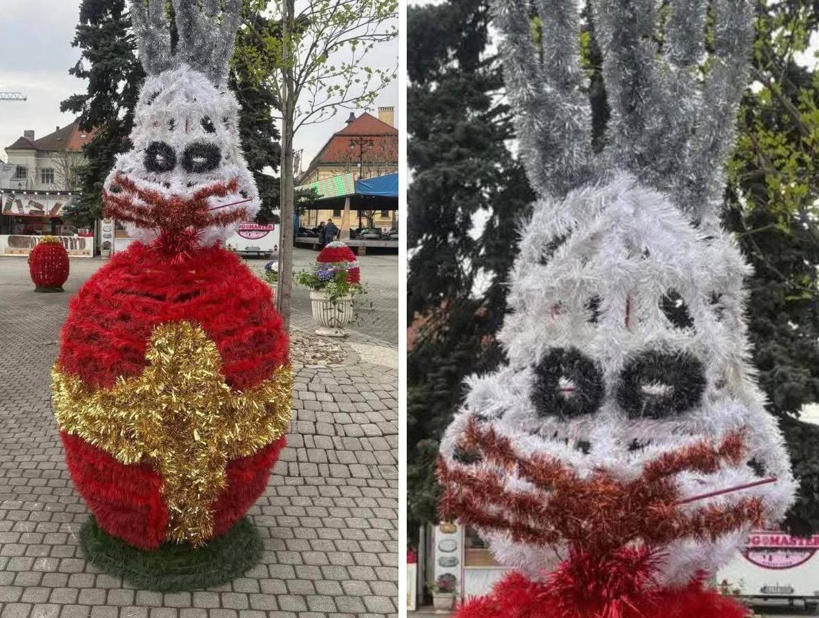 Iepurasi horror amplasati in centrul Municipiului Baia Mare genereaza controverse printre localnici E greu de imaginat cum arata