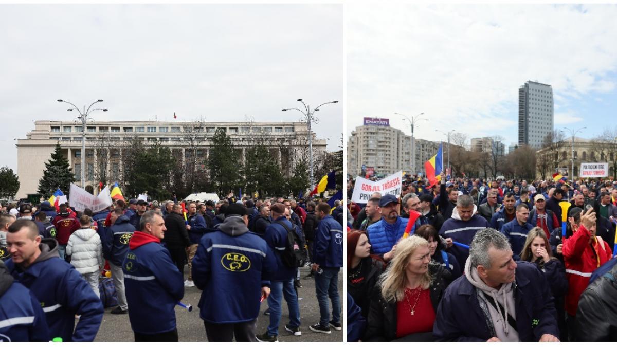 Protest in Piata Victoriei impotriva masurilor guvernamentale cu o estimare de peste 10000 de participanti