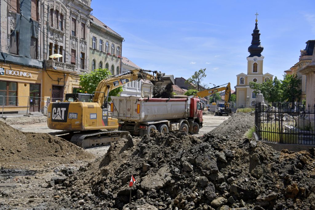 Zona istorica a Timisioarei se metamorfozeaza lucrari pe santierul Regenerare Urbana Piata Traian