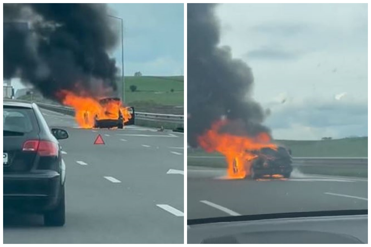 VIDEO: Incendiu de proporții pe DEX4, drumul care leagă Cluj-Napoca de A3. Mașina a fost distrusă complet! 2 video incendiu de proportii pe dex4 drumul care leaga cluj napoca de a3 masina a fost distrusa complet