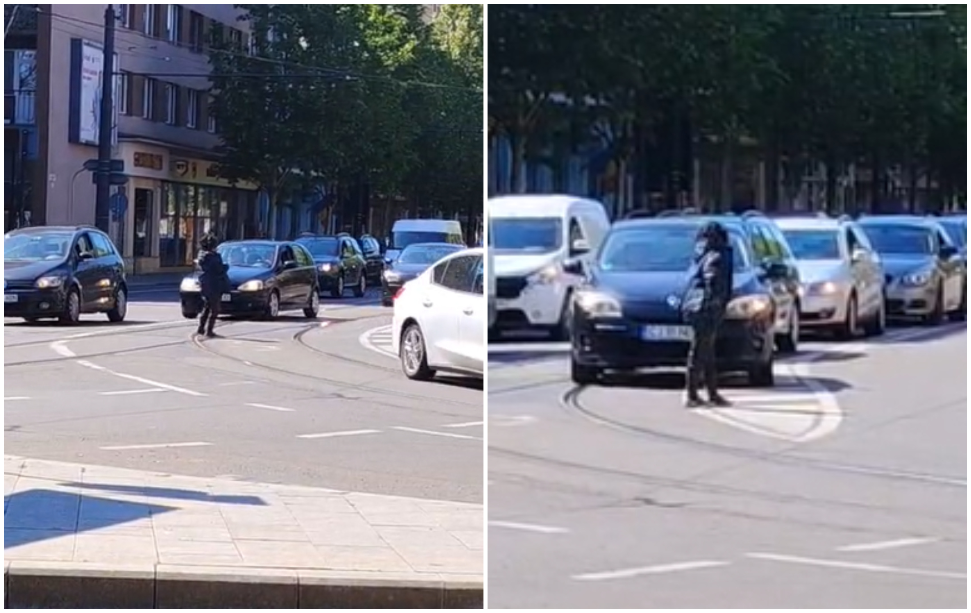 video scenesocante in piata garii din cluj napoca o femeie a patruns haotic printre masini punand traficul in pericol pare sa fie sub influenta drogurolor sau a alcoolului