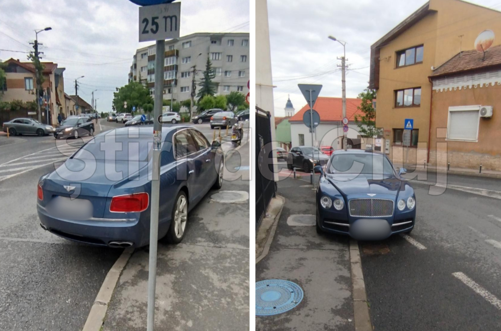 Tupeu de Bentley la Cluj! A parcat mașina unde i-a venit la cap și a blocat jumătate din bandă și trotuar. Clujenii sunt scandalizați: „Maximum de tupeu.” 2 Tupeu de Bentley la Cluj A parcat masina unde i a venit la cap si a blocat jumatate din banda si trotuar Clujenii sunt scandalizati Maximum de tupeu