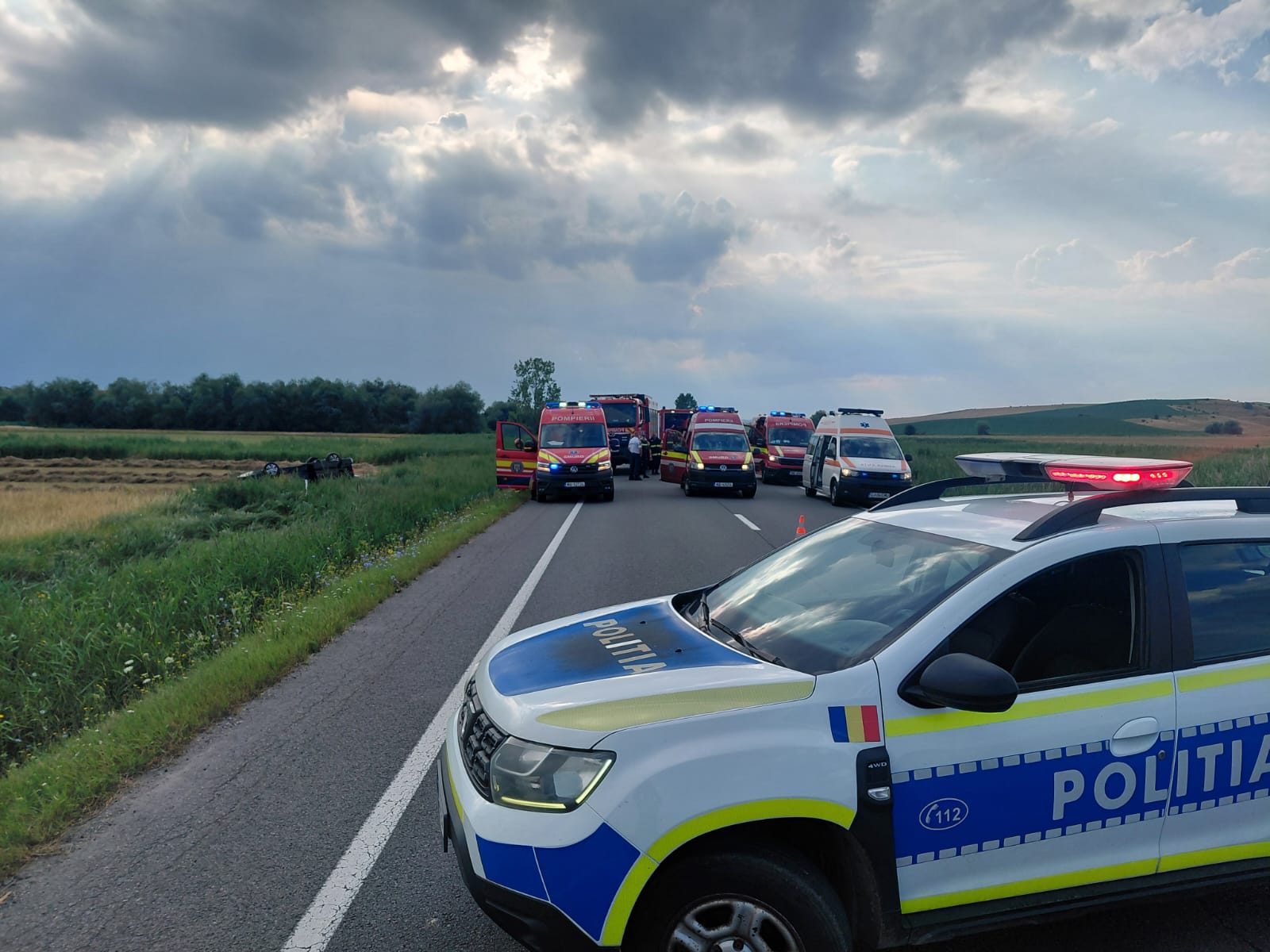 Informatii noi despre accidentul extrem de grav de langa Huedin IPJ Cluj ofera detalii despre cum a avut loc rasturnarea masinii cu sase pasageri