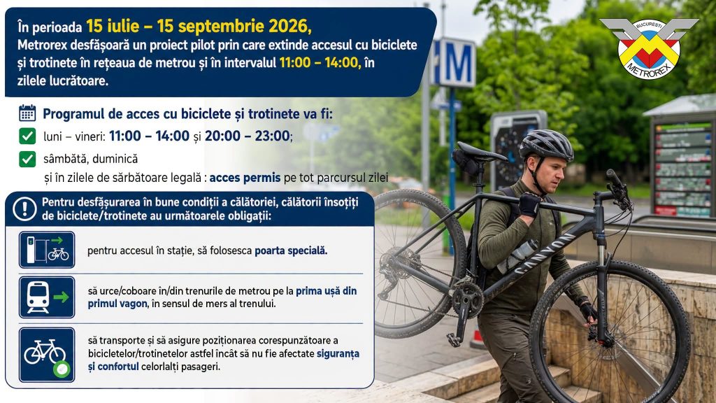 Metrorex schimba regulile pentru biciclete si trotinete Cum poti sa iei bicicleta cu metroul