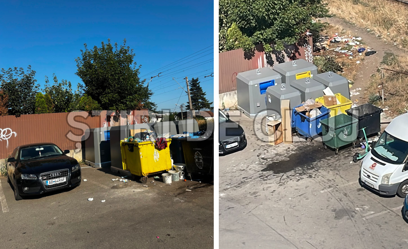 VIDEO Probleme cu containerele de gunoi langa un bloc din Cluj Deseurile sunt imprastiate pe locurile de parcare Trebuie golite mai des
