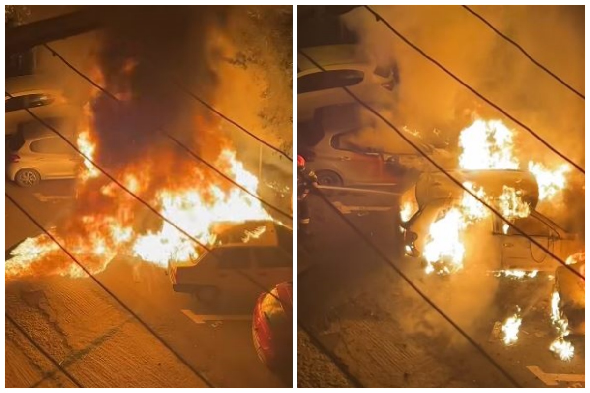 VIDEO Imagini șocante. Patru mașini au ars noaptea trecută în parcarea unui bloc din Oradea. „Flăcările atingeau etajul 1.” 4 video imagini socante patru masini au ars noaptea trecuta in parcarea unui bloc din oradea flacarile atingeau etajul 1