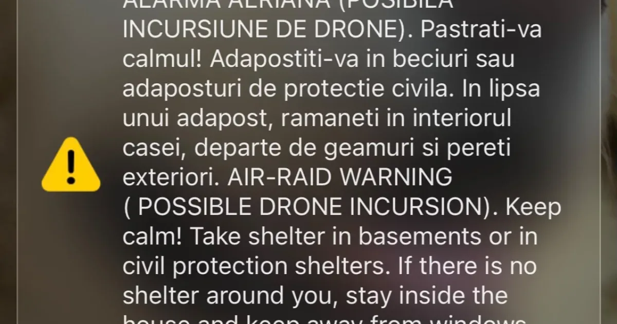 Alarmă aeriană în Tulcea, după un mesaj Ro-Alert privind posibile drone